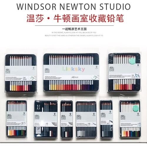 Winsor Newton Studio Watercolor Pencils, Colored Pencil, Sketching Graphite Pencils Set Tin Box, Major Students Hand Drawning