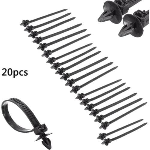 20pcs/ Set Car Universal Releasable Straps Auto Cable Strap Push Mount Wire Tie Retainer Clip Clamp