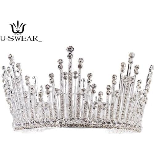 Vintage Baroque Wedding Tiaras Bridal Crowns Headwear Round Crystal Princess Bride Crown Headband Crown for Bride Wedding