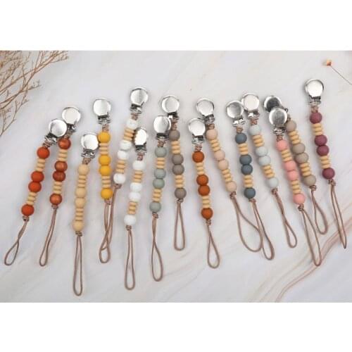 Dummy Clips Baby Boys Girls Pacifier Chain Silicone Teething Relief Toys Beads Holder Shower Gift