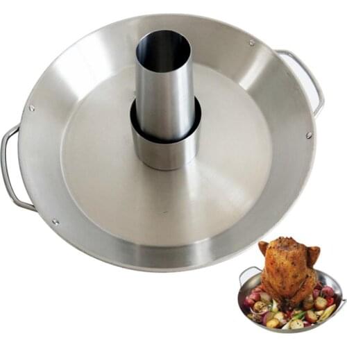Stainless Steel BBQ Beer Wine Chicken Roasting Pan Vegetable Snack Dish Barbecue Tools Outdoor BBQ Accessories