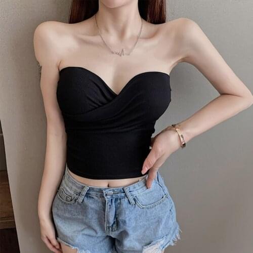 Women Corset Tops Sexy Crossover Strap Camisole Womens Short Summer Tube Top