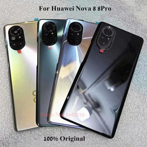100% Original For Huawei Nova 8 8Pro Glass Back Battery Cover Rear Back Housing Case For Nova 8 Pro Housing With Camera Frame