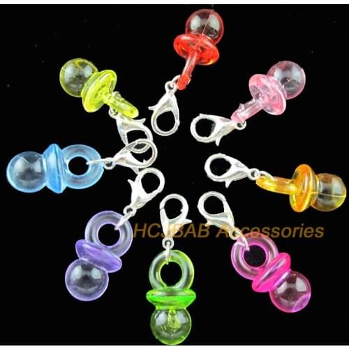 16New Nipple With Clasps Charms Silver Plated Acrylic Beads Mixed