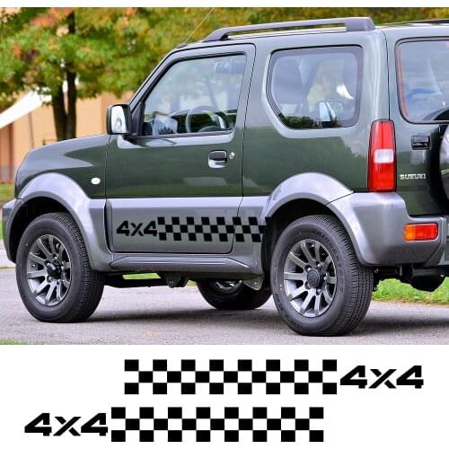 For Suzuki Jimny 2pcs Car Side Skirts Stickers Auto DIY Vinyl Film Stylish Graphics Decals Racing Sports Tuning Car Accessories