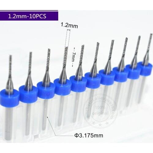 3.175mm(1/8'')*1.2mm,10pcs,Freeshipping micro PCB Corn Milling Cutter,Solid carbide CNC Drill Bit,wood tool,plastic,MDF,copper