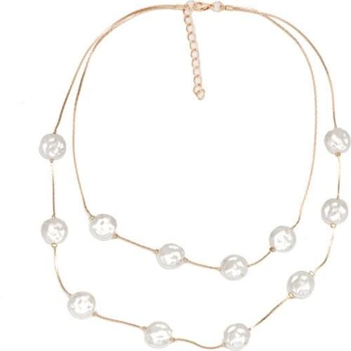 Baroque Pearls Clavicle Chains Female Luxury Design 2019 Fashion Jewelry Necklaces for Women Double Chain Girls Gift New