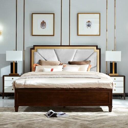 American light luxury bed solid wood double bed wedding bed 1.8 meters master bedroom European bed modern minimalist bed soft pa