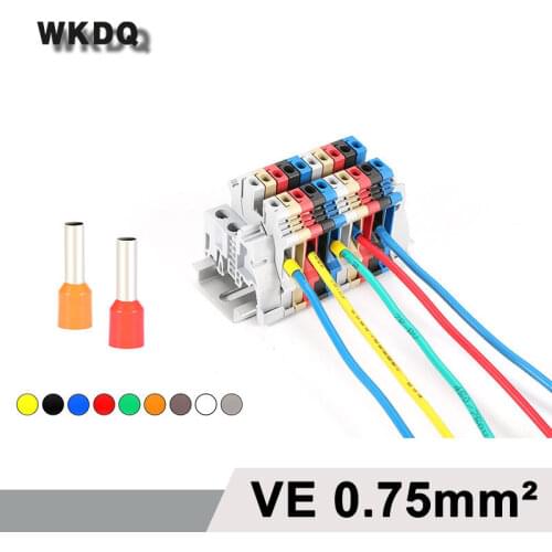 VE7508 0.75mm^2 Bootlace Ferrules Crimps Cord End Terminals For Stranded Wire 9 color