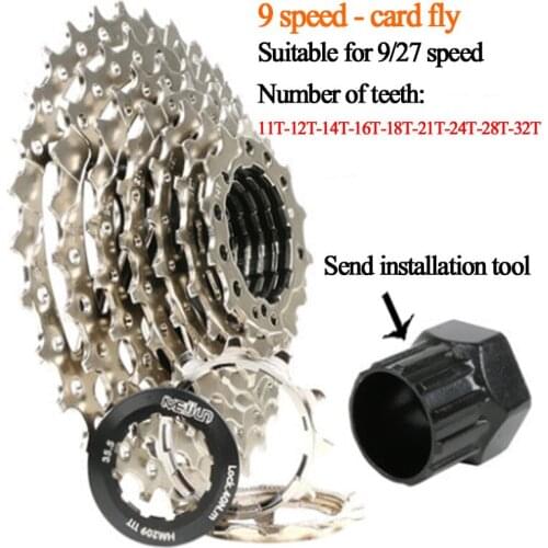 MTB mountain bike 9 speed 27 speed rear flywheel card type gear tower Color flywheel cover 27 flywheel 11-32t Free shipping