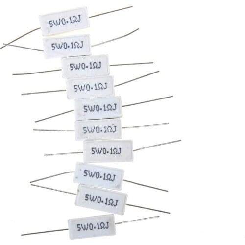 10PCS 5W 5% 0.1R J 0.1 Ohm Ceramic Cement Power Resistor