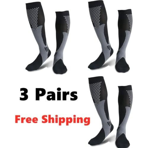3 Pairs Compression Socks for Women Men 30 mmHg Comfortable Anti Fatigue Athletic Nylon Medical Nursing Sport Running Stockings