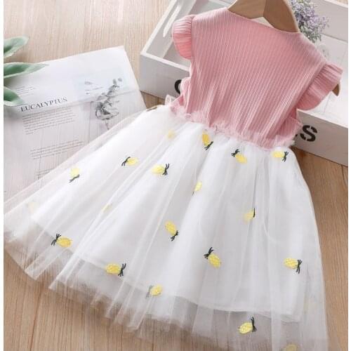 1 2 3 4 5 6 Years Summer Lace Little Pineapple Dress For Girl 2021 New Toddler Kids Clothes Children Birthday Present