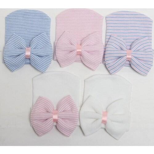 Cute Newborn Baby Infant Girl Toddler Comfy Bow-knot Hospital Cap Warm Beanie Hat 5 Colors Hot Sale