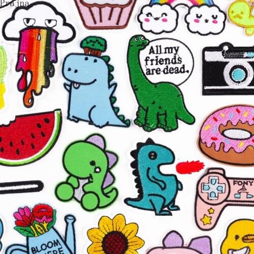 Cute Dinosaur Patches on kids Clothes DIY Cartoon Animal Patch Iron on Clothing Thermoadhesive Patches Applique T-shirt Badges