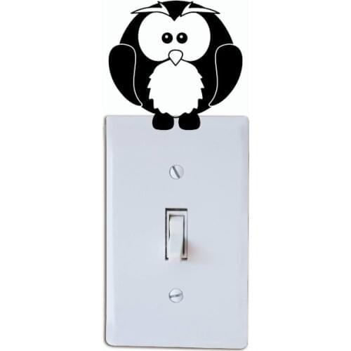 Owl-4 Cute Owl Light Switch Sticker Cartoon Bird Vinyl Wall Stickers for Kids Room Home 5083