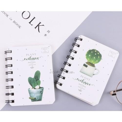 Cute Cactus Daily Office Supplies Planner Spiral Notebook Diary Notepad