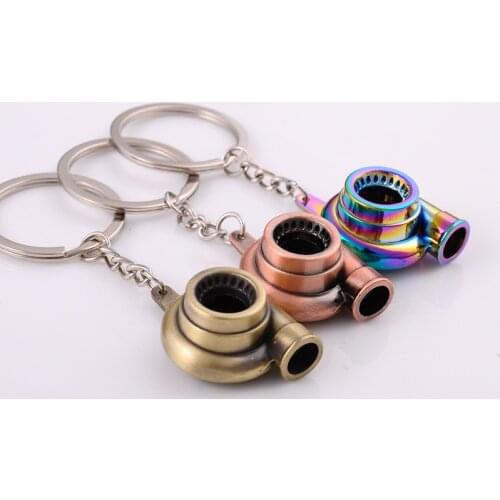 Mini Turbo Turbocharger Keychain Spinning Turbine Key Chain Ring Keyring Keyfob Car Keyring Car Interior Accessories