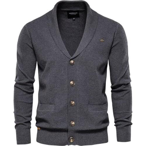 2021 Autumn Winter Mens Knitted Cardigans V Neck Solid Color Sweater Tops For Male Fashion Business Jumpers Outerwear
