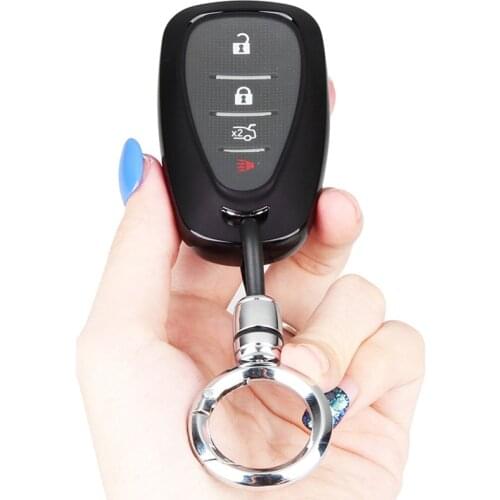 Soft TPU Key Fob Cover with Keychain Ring for Chevrolet Chevy 2016-2020 Malibu Camaro Cruze Traverse Sonic Volt Bolt Equinox