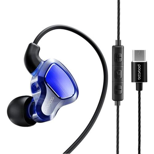 Dual Moving Coil Stereo Sound Type-C Plug Earphone for Xiao-mi Oppo Huawei Vi-vo