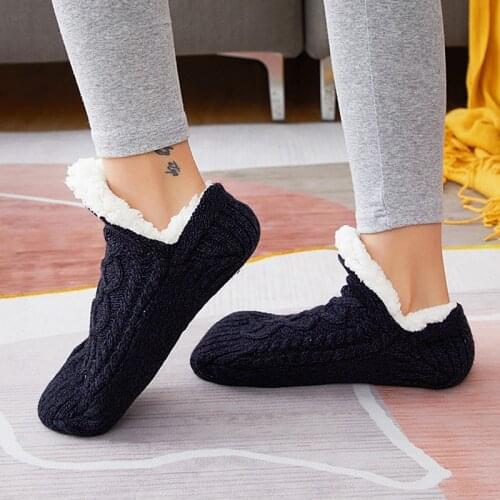 Ousefu cheap Women house shoes bowknot warm sock slippers women fluffy plush slippers home Cotton slippers Lightweight Yoga shoe