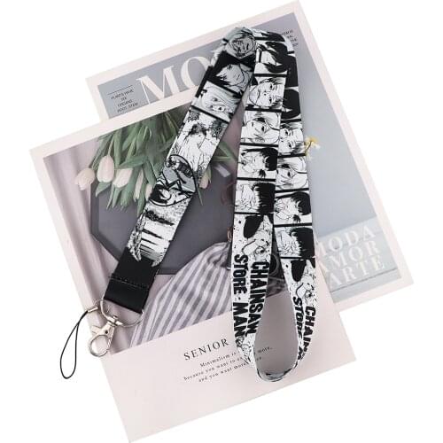 Ransitute R2323 New Chainsaw Man Key Chain Personality Lanyard Neck Strap For Phone Keys ID Card Creative Lanyards