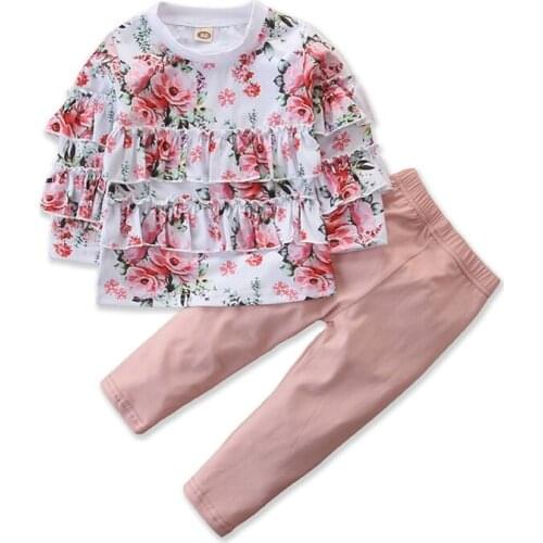 Autumn Fashion Girls' Wear 3D Three-Dimensional Wave Flower Long-Sleeved Suit Floral Full Print Fungus Lace Cute Suit Tide