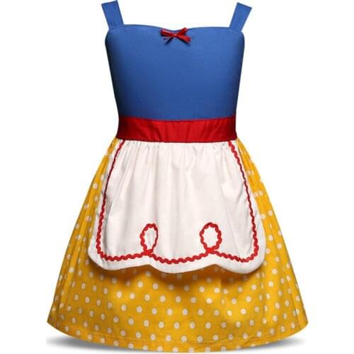 Snow Princess Dress Cosplay Halloween Costume For Children Girls Yellow Party Ball Gown Dress Birthday Gift Summer