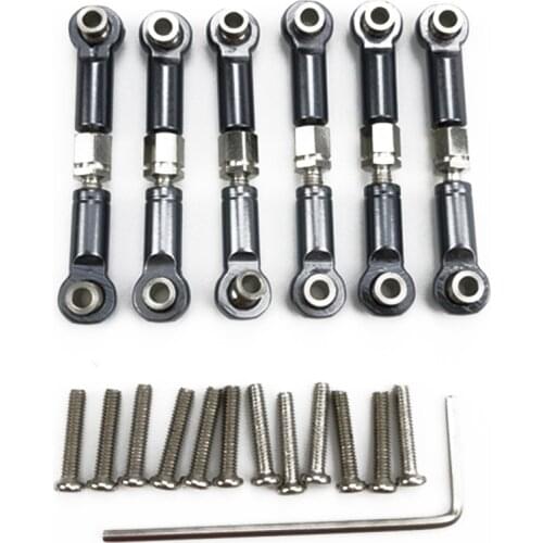 6Pcs Adjustable Metal Linkage Pull Rod Front /Rear Servo Link for Wltoys A949 A959 A969 A979 K929 RC Car Upgrade Spare