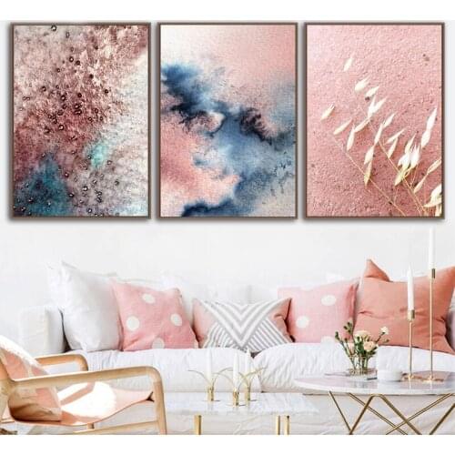 Pink Abstract Watercolor Wall Art Canvas Painting Prints Modern Boho Decor Minimalist Photography Blush Poster Home Decoration