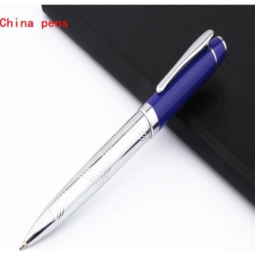 Luxury quality 800 Blue hat Platinum body carving Business office Medium Nib Ballpoint Pen New