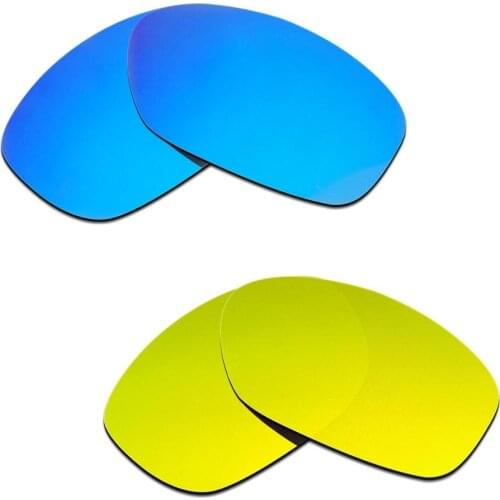 HKUCO For Pit Bull Sunglasses Replacement Polarized Lenses 2 Pairs - Blue&Gold