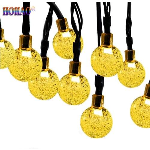 Outdoor Lighting Solar Light String Christmas LED Bubble Beads Spherical FullColor Warm White IP67 Waterproof Use Tree lamp