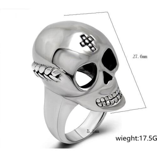 Domineering retro skull ring trendy mens titanium steel jewelry fashion rock punk ring