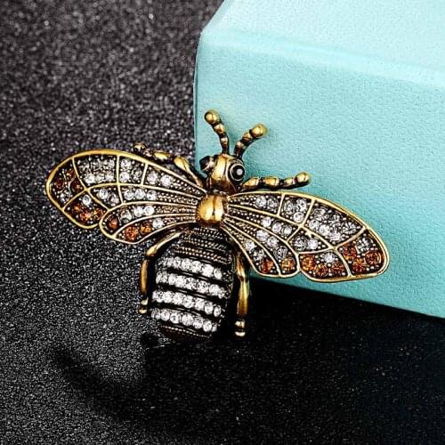 Zlxgirl jewelry Antique gold vintage Bee brooches jewelry womens kids pin brooch bouquet nice insect broaches Scarf pins joias