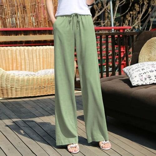 Womens Wide-Leg Pants 2021 New Spring High Waist Drooping Simple All-Matching Casual Pants Loose Straight Cropped Pants