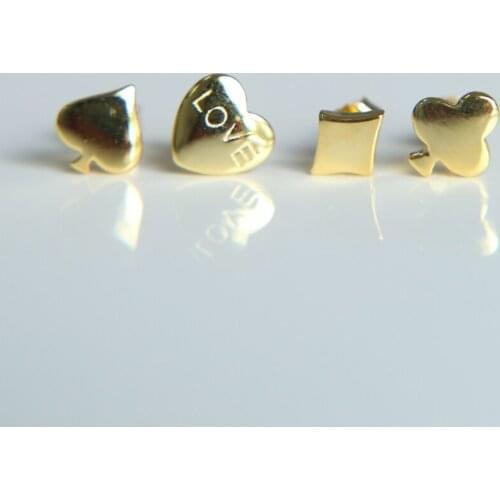 Genuine 925 sterling silver piece of 4 a set simple design gold silver women high polish fine silver stud earring 2017