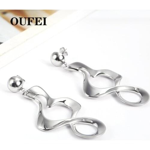 OUFEI Drop Earrings Stainless Steel Personality Long Dangle Earring New Irregular Earring For Women Fashion Simple