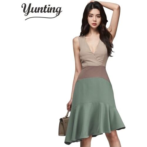 2021 New Slim Casual Womens Chiffon Elegant Retro Sleeveless Spring Summer Dress