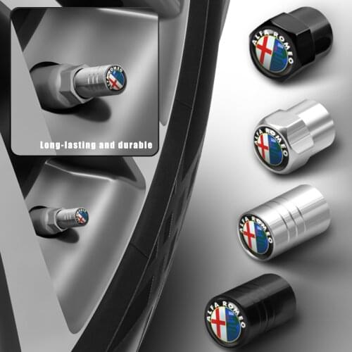 4Pcs Car Styling Aluminum Car Wheel Tire Valve Stem Caps Cover Auto Parts For Alfa Romeo Giulietta Spider quatrefoil Accessories