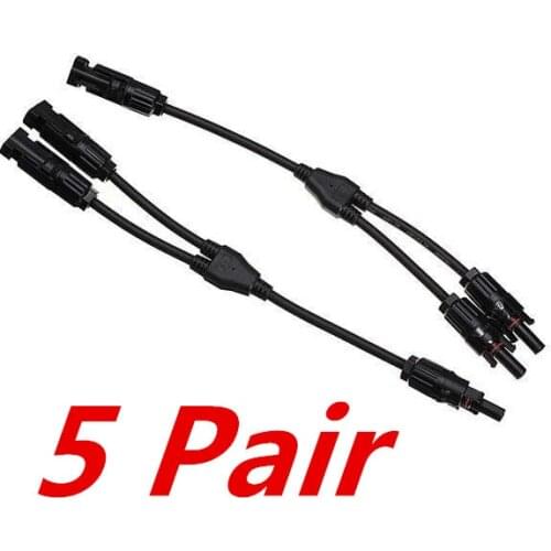 5 pairs MC4 2 to 1 Y Branch Solar Connector with 4mm2 Cable, IP67 DC 1000V Solar Cable Connector