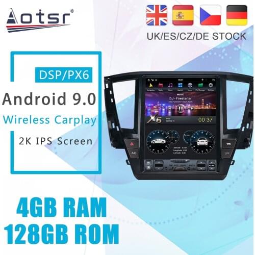 Android 9.0 128G PX6 Tesla Styel For Mitsubishi Pajero Sport 2 L200 2016+ Triton Auto Radio Car Multimedia Player GPS Navigation