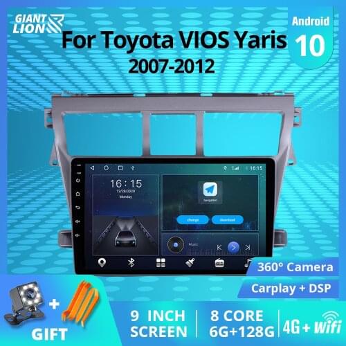 2DIN Android 10 Car Radio For Toyota VIOS Yaris 2007-2012 GPS Navigation Auto Radio Stereo Receiver DSP Car Receiver NO 2DIN DVD
