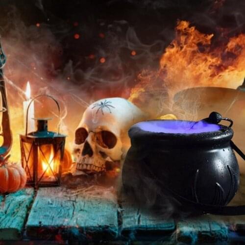 Halloween Witch Jar With LED Lights Mist Maker Smoke Fog Machine With Color Changing Lights Halloween Party Prop Halloween Decor