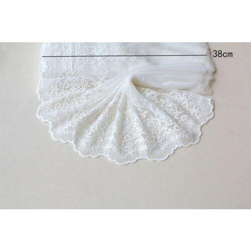 White gauze embroidery lace wave hem gauze skirt curtain lace accessories DIY fabric