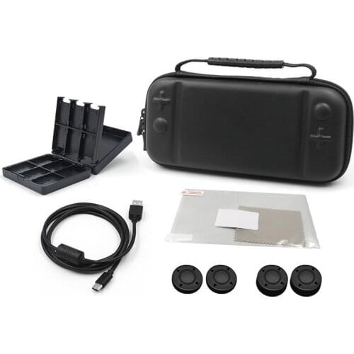 Console Portable Full Protection Card Case Waterproof Zipper Hard Travel 10 In 1 Storage Bag Set Charging Cable For Switch Lite