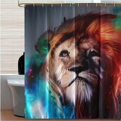 Colorful lion waterproof polyester thickened mildew-proof bath curtain home and hotel decoration