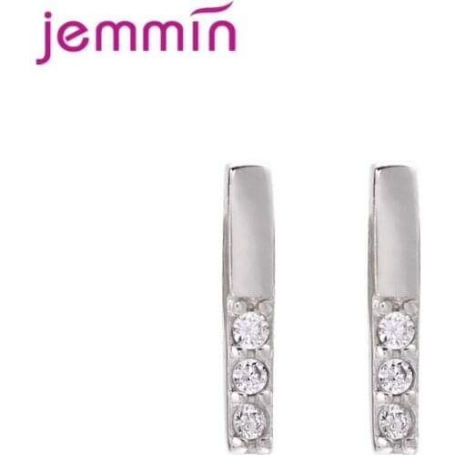 CZ AAA Zircon Crystal Small Stud Earrings Wedding 925 Sterling Silver Earring for Women Girls Fashion Jewelry Gift