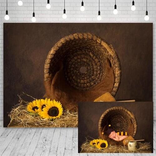 Avezano Photo Backdrops Birthday Baby Shower Sunflowers Honey Bee Hive Basket Boy Or Girl Decor Photocall Photography Background